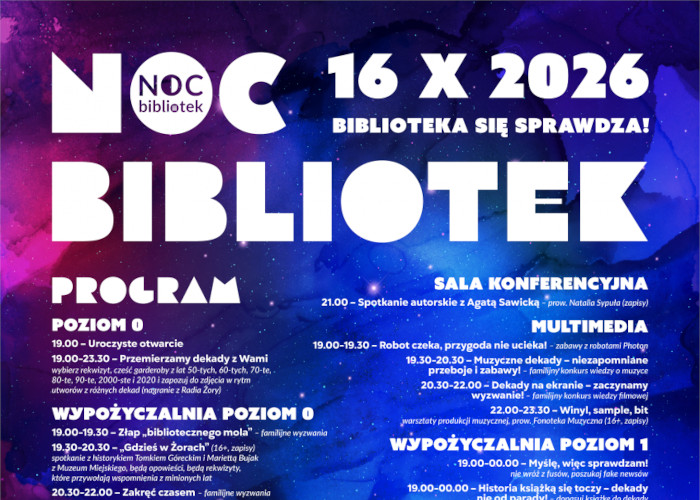 W Żorach będziemy podróżować w czasie. Przed nami XII Ogólnopolska Noc Bibliotek