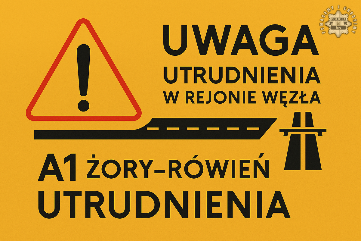 Od 28 do 30 lipca 2025 utrudnienia w rejonie zjazdu z A1 Żory-Rowień