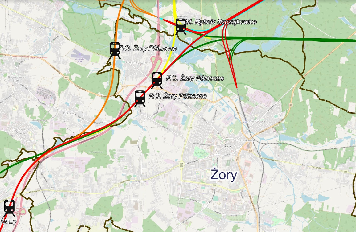 Nowe warianty przebiegu tras kolejowych przez Żory w ramach inwestycji Centralnego Portu Komunikacyjnego
