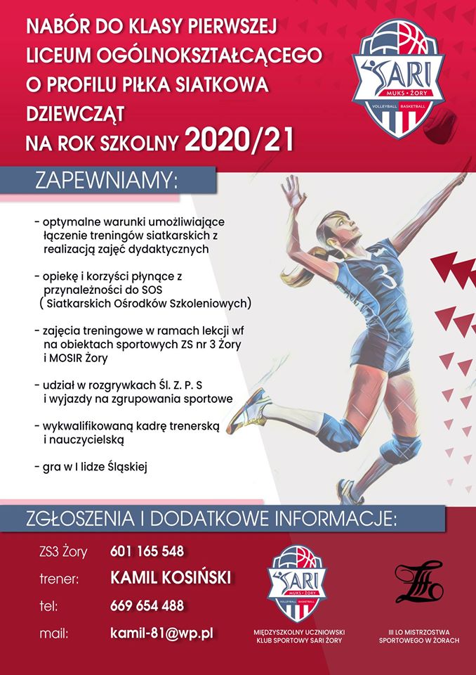 W III LO w Żorach trwa nabór do klasy o profilu piłka siatkowa dziewcząt