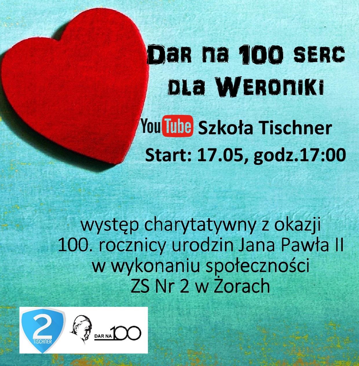 Dar na 100 serc dla Weroniki - występ charytatywny z okazji 100. rocznicy urodzin Jana Pawła II 