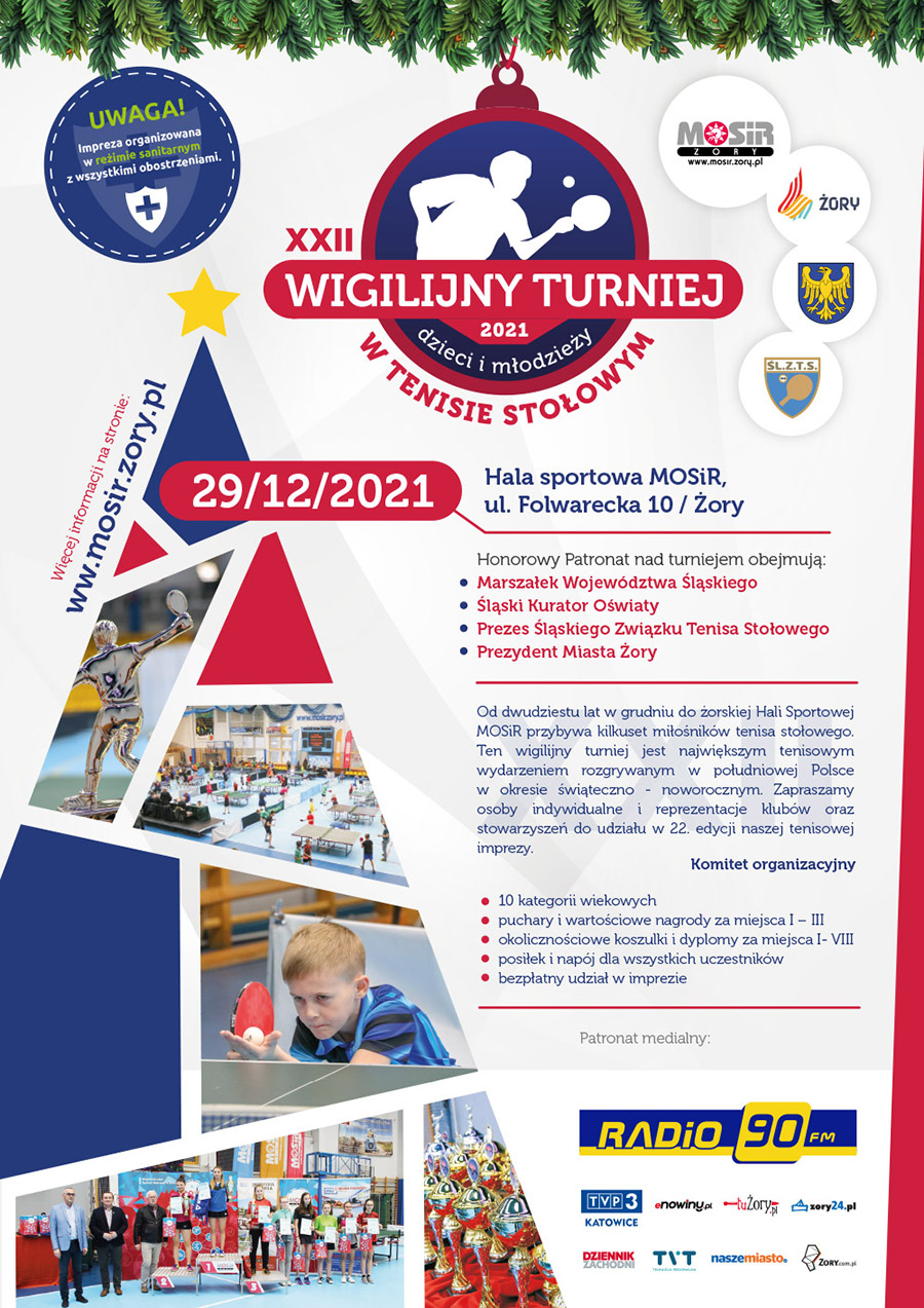 XXII Wigilijny Turniej Dzieci i Młodzieży w Tenisie Stołowym