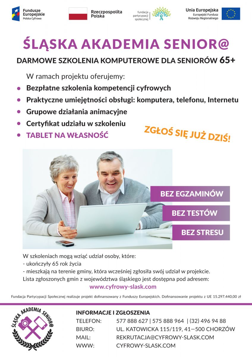 Darmowe szkolenia online z obsługi laptopów, tabletów i smartfonów dla seniorów