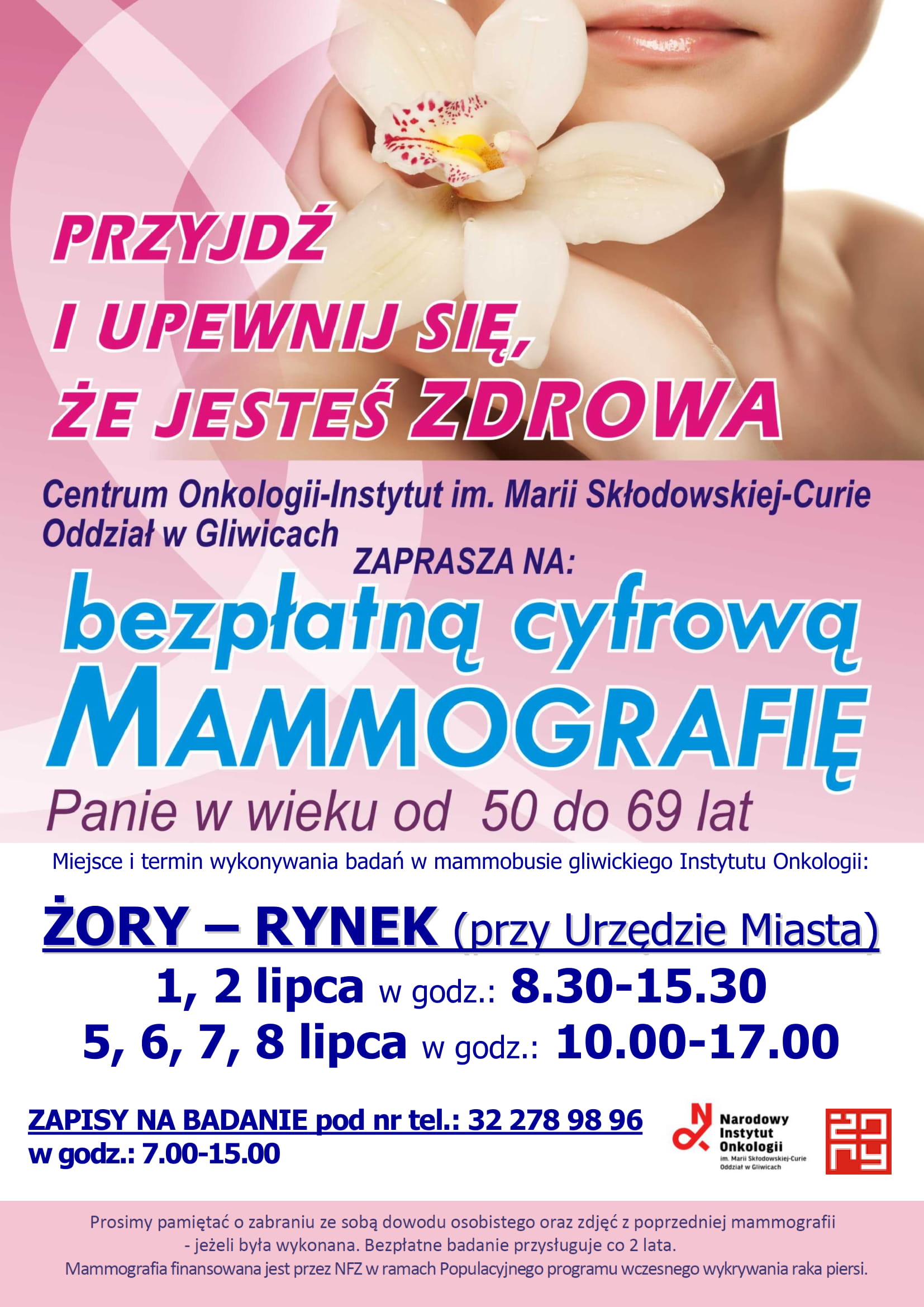 Przyjdź i upewnij się, że jesteś zdrowa. W lipcu na żorskim Rynku wykonasz bezpłatną mammografię