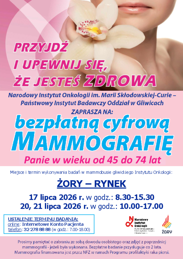 Bezpłatna mammografia w lipcu na Rynku w Żorach
