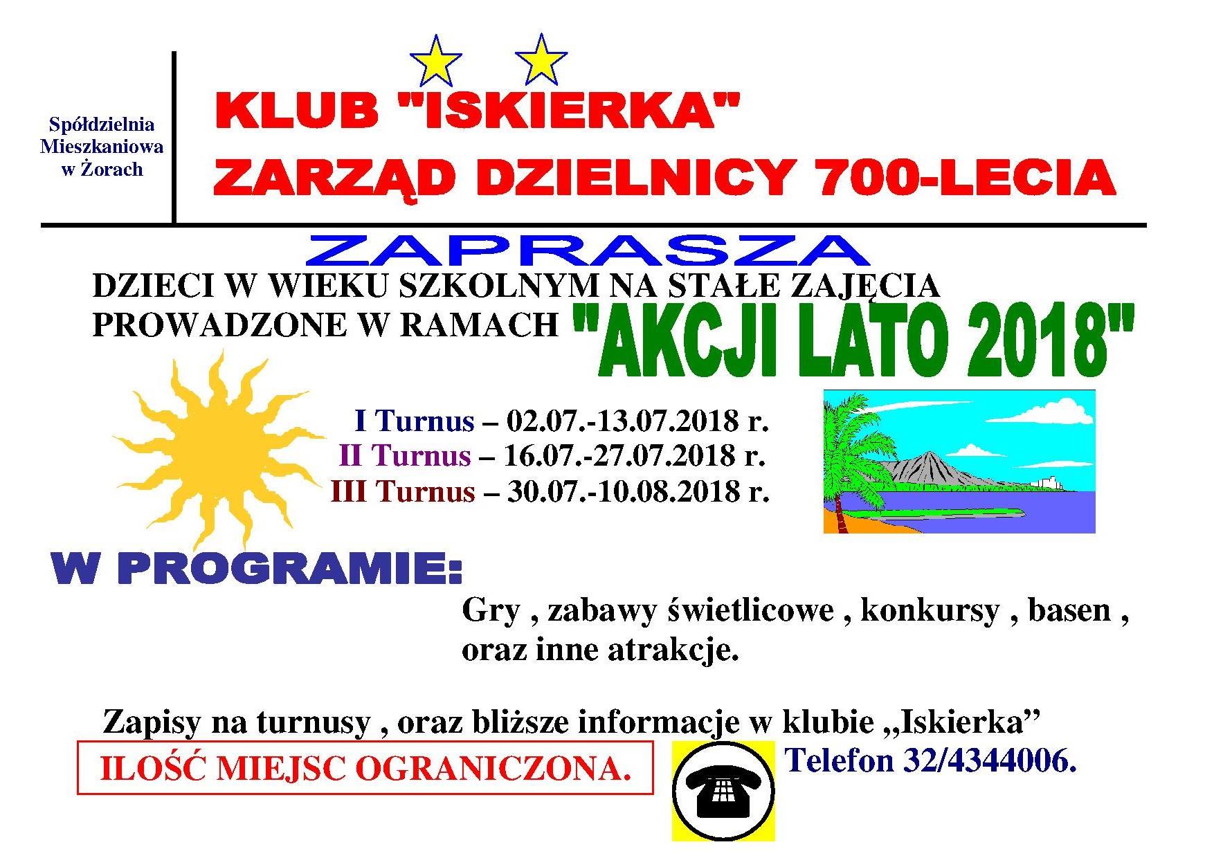 Klub "Iskierka" zaprasza dzieci na wakacyjne zajęcia