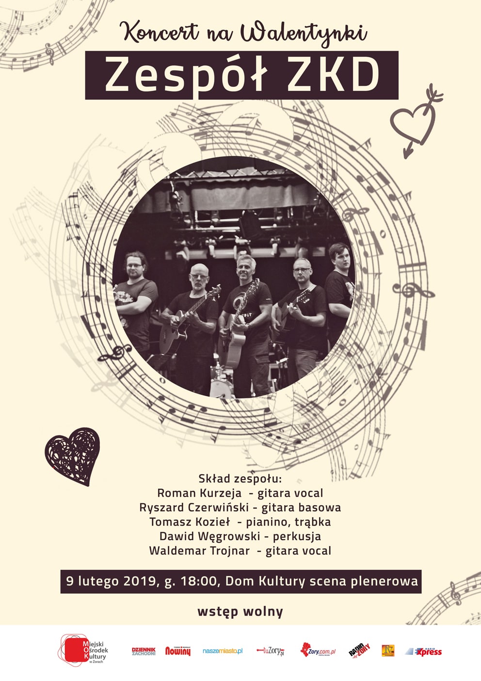 Walentynkowy koncert żorskiej kapeli ZKD.