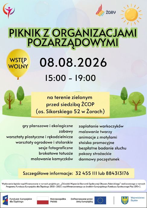 Piknik z Organizacjami Pozarządowymi już 8 sierpnia w Żorach
