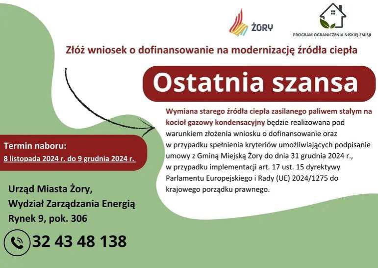 Nabór wniosków Programu ograniczenia niskiej emisji dla miasta Żory