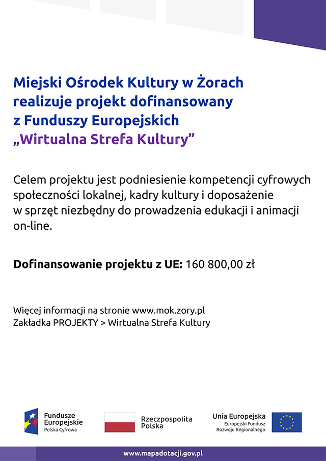 Miejski Ośrodek Kultury z dotacją Unii Europejskiej na rzecz aktywizacji cyfrowej.