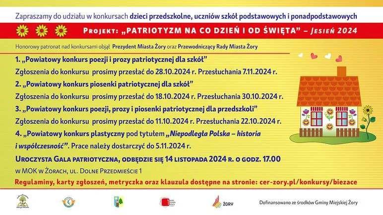 Uroczysta Gala Patriotyczna, 14 listopada, MOK Żory. Do końca tygodnia należy przesłać pierwsze ze zgłoszeń konkursowych